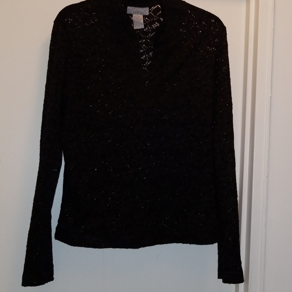 NWOT L/S LACE SHIRT W/ZIPPER FRONT SZ. XL